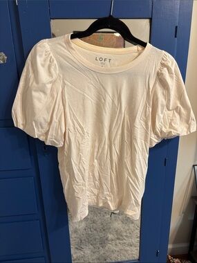 LOFT Blush Pink Puff Sleeve Crew Tee
